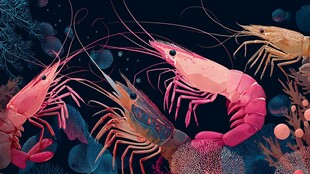 梦幻海底的多彩虾群