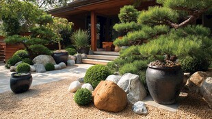 日式庭院景观与绿植盆景