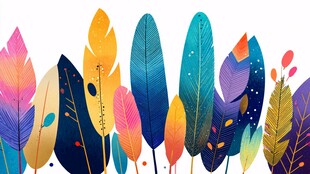 多彩羽毛插画