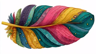 多彩梦幻羽毛插画