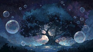 梦幻星空下的奇幻大树