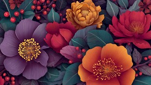 绚丽多彩花卉插画