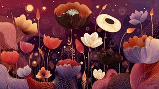 梦幻花卉插画世界