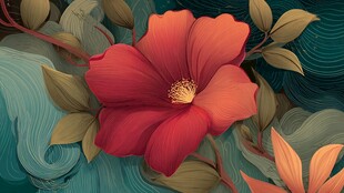 艳丽红花与绿叶的梦幻组合