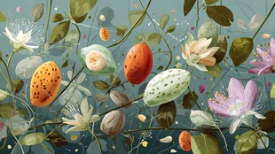 梦幻植物果实花卉插画