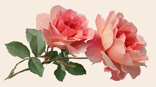 两朵柔美粉色玫瑰花