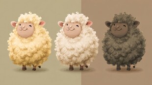 三只可爱毛绒绵羊形象