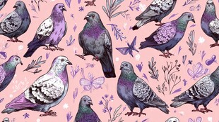 粉紫调鸽子花卉图案背景