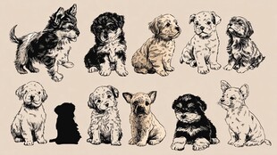 可爱手绘小狗集合