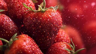 新鲜多汁的草莓特写