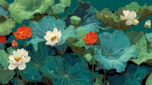 夏日荷塘 荷花荷叶的盛景