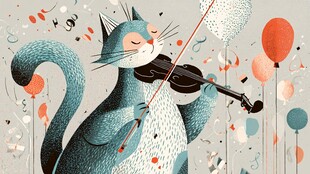 拉小提琴的欢乐猫咪