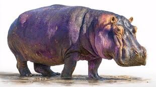 梦幻紫河马雕塑艺术展示