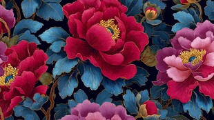 繁花似锦牡丹图案