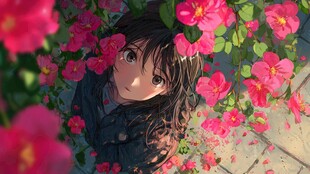花丛中的少女
