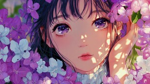 花中少女的梦幻眼眸