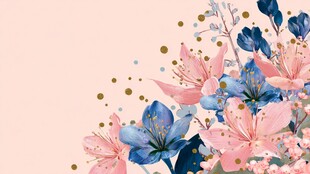 粉色背景上的梦幻花卉组合