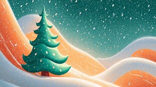 冬日雪景中的孤独圣诞树