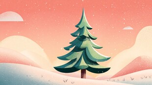 冬日雪松风景图