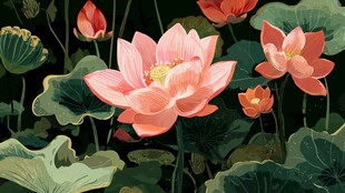 夏日绽放的娇艳荷花