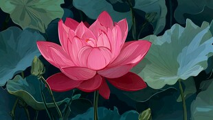 娇艳绽放的粉色荷花