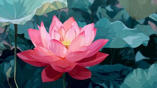 盛开的梦幻粉色荷花