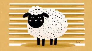 可爱卡通绵羊背景条纹图