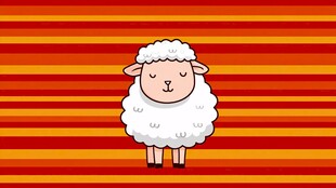 条纹背景上的可爱小羊羔