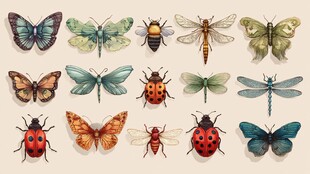 多彩昆虫集合展示