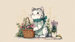 文艺小猫与鲜花的美好邂逅