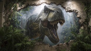 破墙而出的凶猛霸王龙