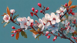 枝头繁花绽放春意浓