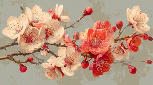 娇艳桃花枝 春日好风光