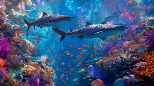 梦幻海底世界双鲨共游