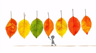 小人赏多彩秋叶