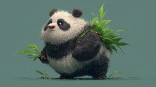 背着竹子的可爱熊猫