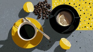 柠檬配咖啡的惬意时光