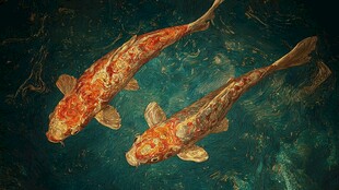 水中双锦鲤 灵动展优雅