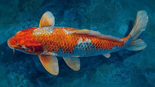 斑斓锦鲤畅游水中