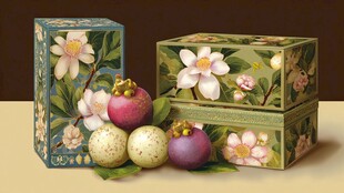 花卉图案礼盒与山竹鸡蛋