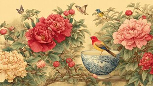 牡丹花鸟图 雅致中式风情