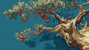 硕果累累的古老果树