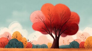 秋日红树风景图