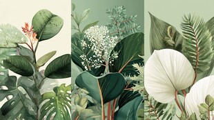 清新绿植组合插画欣赏