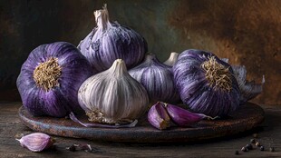 紫皮大蒜静物摆拍画面