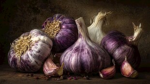 紫皮大蒜静物摆拍