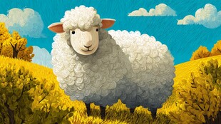 田野中的可爱绵羊