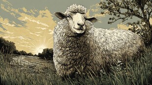 田园中的绵羊惬意时光