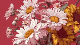 缤纷雏菊插画 自然之美