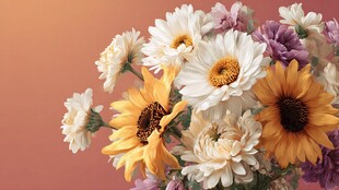 多彩鲜花组合的美丽景致